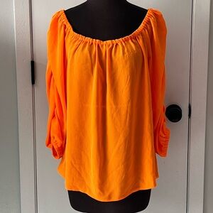 NWT, Large neon orange sheer NY&C top